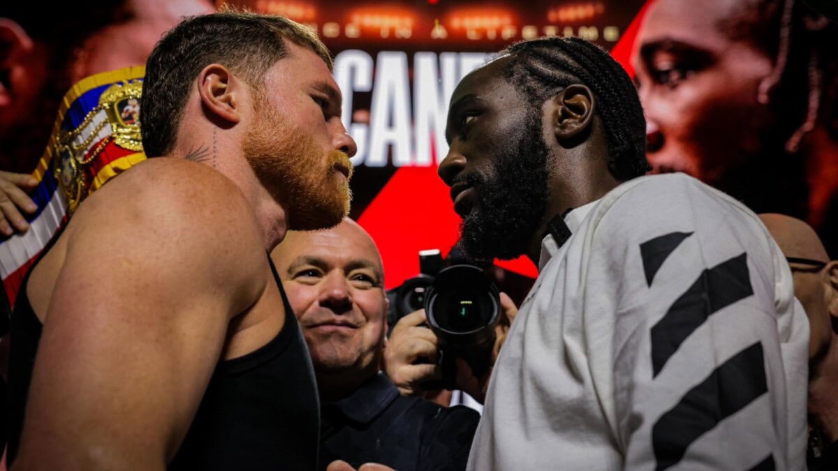 Terence Crawford and Canelo Alvarez head to head at fight press conference