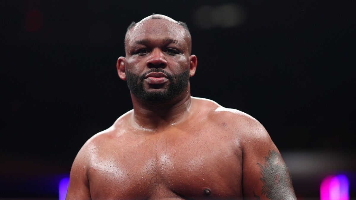 Jarrell Miller pictured after losing his toupee mid-fight in New York