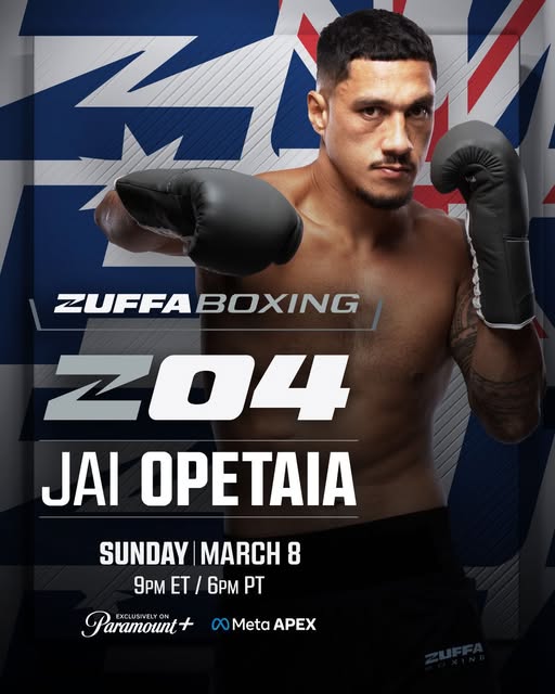 A poster of Jai Opetaia headlining Zuffa 04