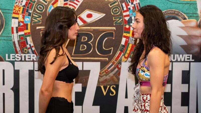 Isis Sio “Grateful to Be Alive” After Coma Recovery 3 Jocelyn Camarillo and Isis Sio during the pre-fight face-off prior to their bout.