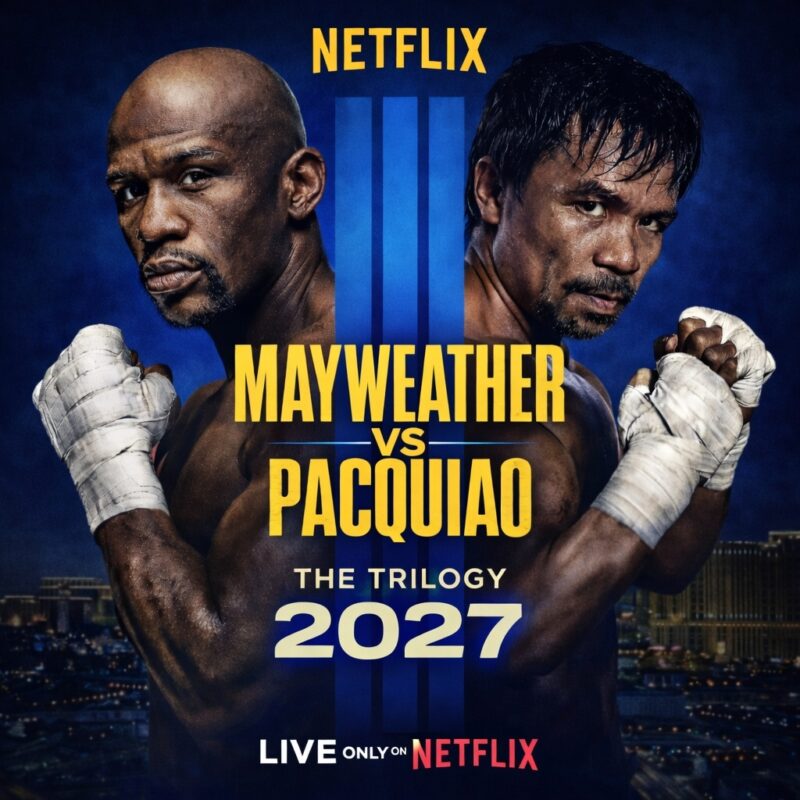 WBN concept art illustrating a potential Mayweather vs. Pacquiao 2027 trilogy.