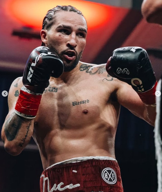 Nico Ali Walsh, grandson of Muhammad Ali, in boxing action during his professional career