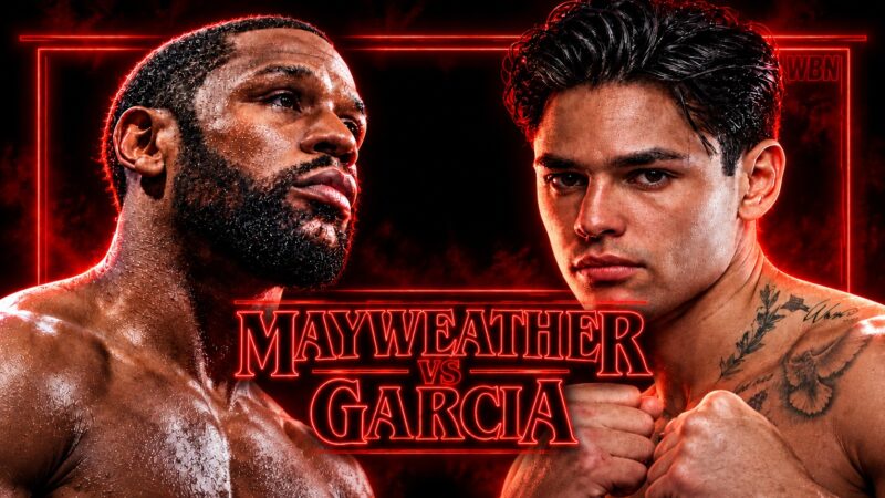 Floyd Mayweather vs Ryan Garcia Stranger Things boxing fight graphic